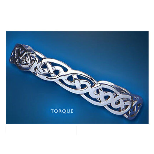 Celtic Bangle Sterling Silver Torque Cuff Hallmarked British Made