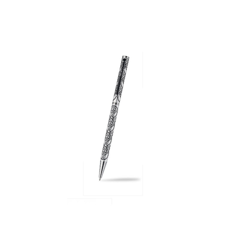 Ballpoint Pen Silver Plated Celtic Cross Designer Black Ink Brand New and Boxed