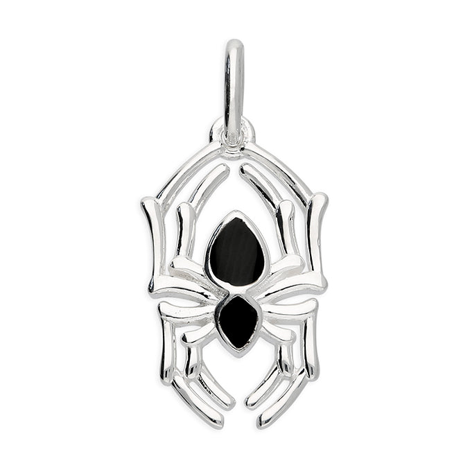 Spider Pendant Sterling Silver With Black Enamel Detail