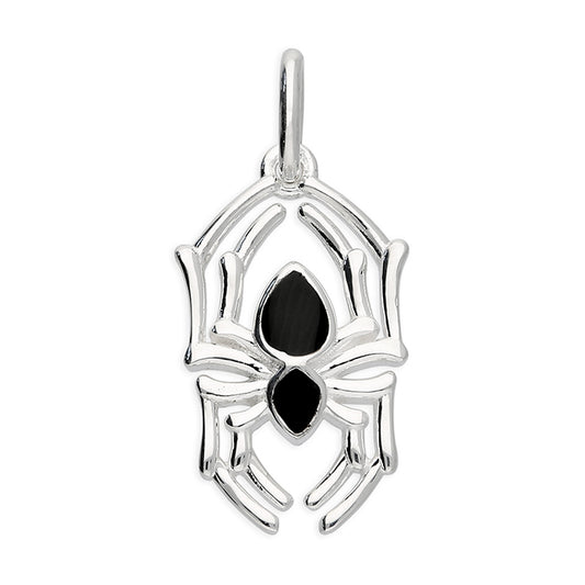 Spider Pendant Sterling Silver With Black Enamel Detail