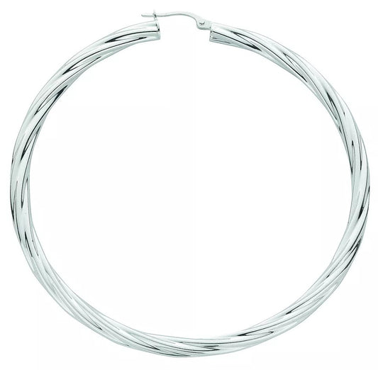 Hoop Earrings Creole Silver Hoops 72mm Sterling Silver Twist