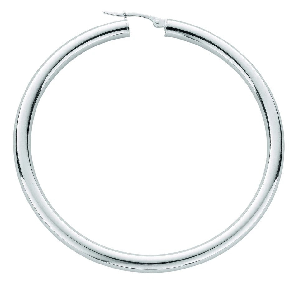 Hoop Earrings Creole Sterling Silver 58mm Tube Hoops