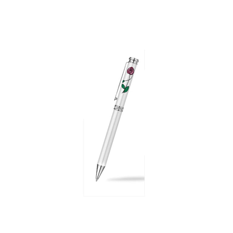 Ballpoint Pen Silver Plate Mackintosh Austrian Crystal Designer Luxurious Box