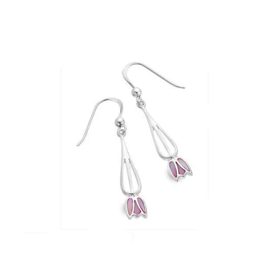 Mackintosh Pink Tulip Earrings Pink Mother of Pearl Drops 925 Sterling Silver
