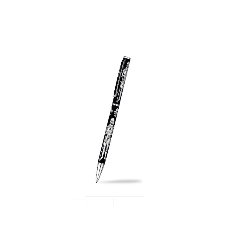 Ballpoint Pen Silver Plated Medieval Knight Designer Black Ink Brand New Boxed