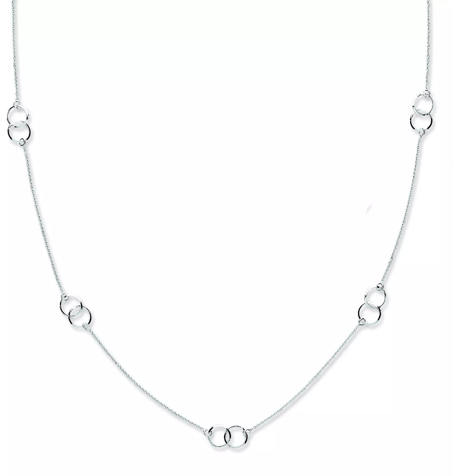 Solid Silver Fancy Necklace Chain 34"