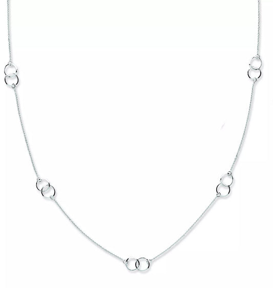 Solid Silver Fancy Necklace Chain 34"