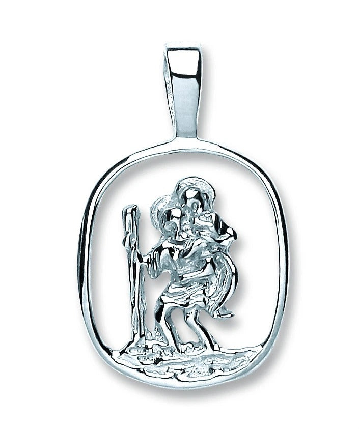 Silver St Christopher Pendant Cut out Design 925 Hallmark