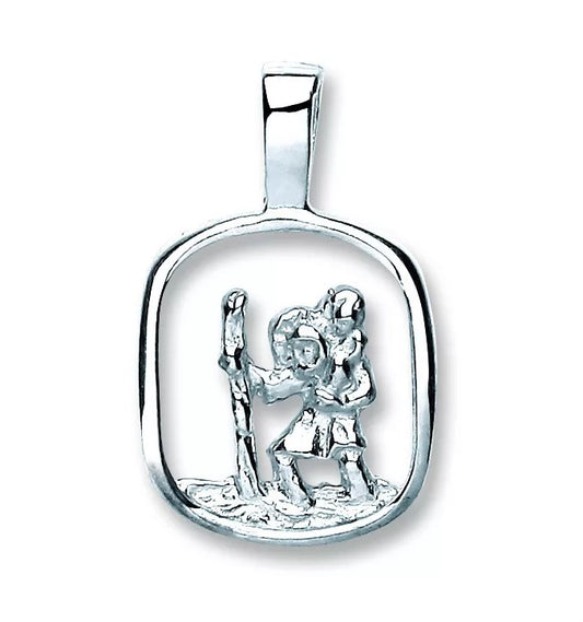 Silver St Christopher Pendant Small 925 Hallmark