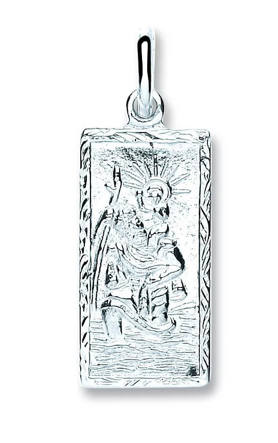 St Christopher Solid Sterling Silver Rectangular