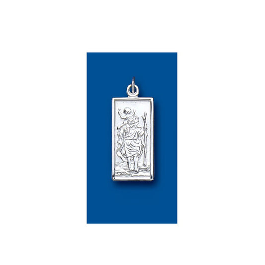 Medium Rectangular St Christopher Sterling Silver 925 Stamp All Chain Lengths