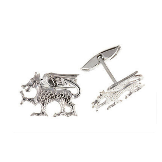 Welsh Dragon Cufflinks Solid Sterling Silver