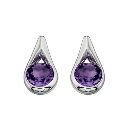 Silver Real Amethyst Earrings 925 Hallmark Stud Studs