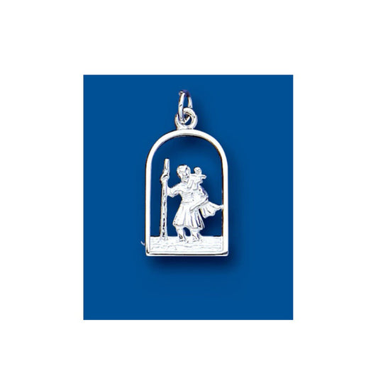 Arched St Christopher Pendant Sterling Silver Hallmark All Chain Lengths