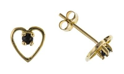 J R Jewellery 9ct gold sapphire heart earrings open heart stud design with blue sapphire centre and butterfly backs