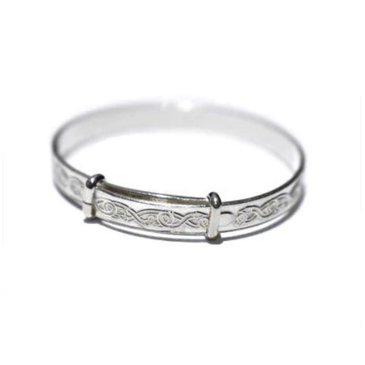 Baby's Bangle Solid Silver Celtic Design Baby's Small Adjustable Bracelet
