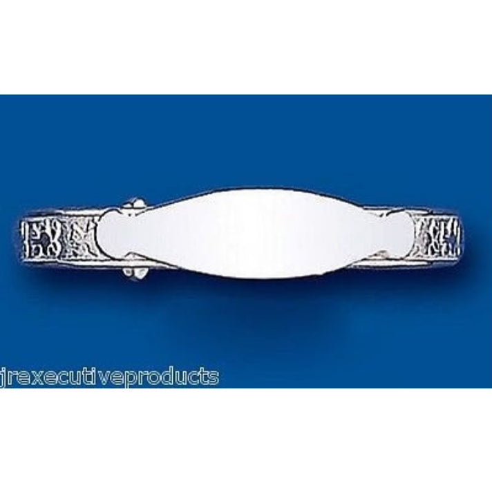 Baby Bangle Solid Sterling Silver Teddy Bear Adjustable Identity Baby Bracelet