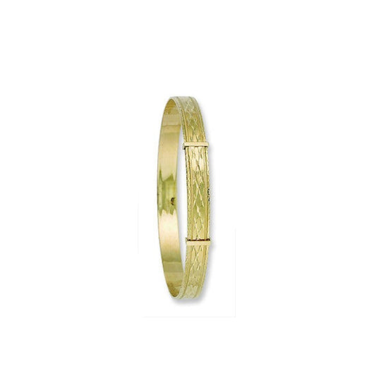 Bangle Yellow Gold Ladies Expandable Engraved Bracelet