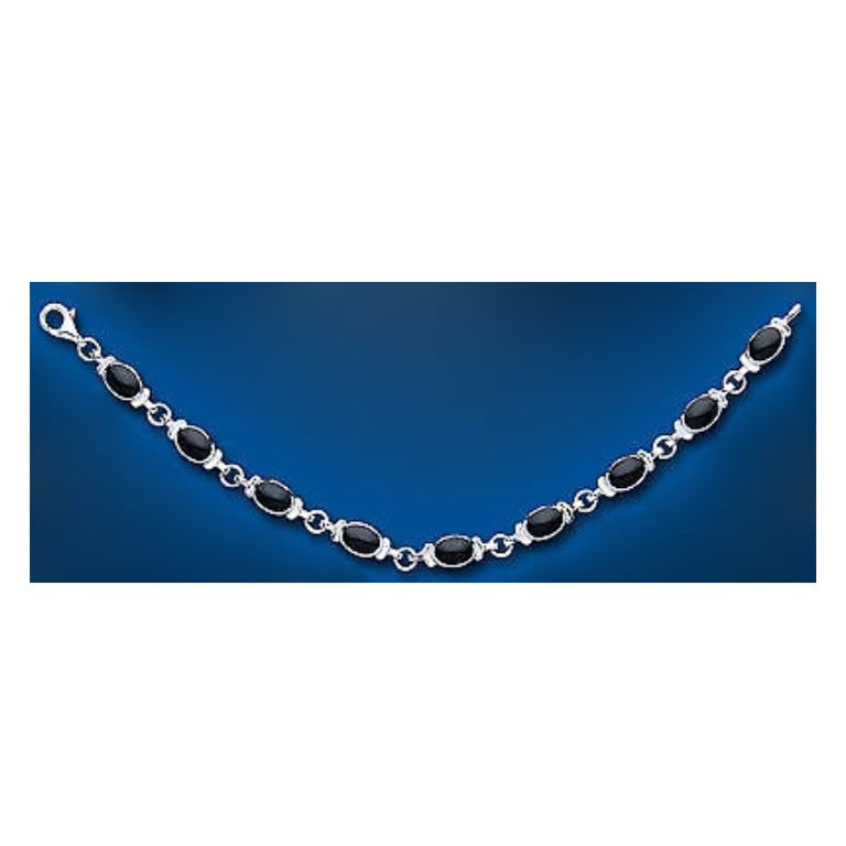 Real Black Onyx Ladies Bracelet Solid Sterling Silver hallmarked