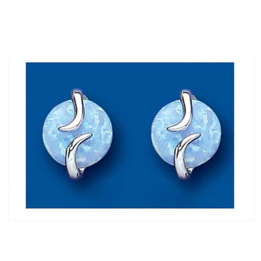 Opal Earrings Blue Opal Stud Earrings Sterling Silver Studs