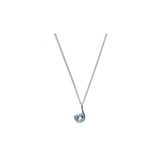 Blue Topaz Silver Pendant Necklace Real Stone 925 Hallmark British Made