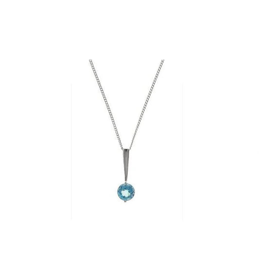 Real Blue Topaz Pendant Solid Silver 925 Hallmark Solitaire 18" Chain