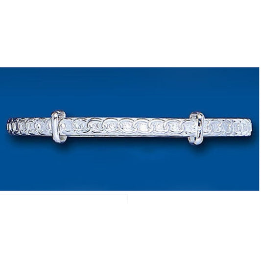 Child's Bangle Solid Silver 7 - 13 Years Link Pattern Expandable