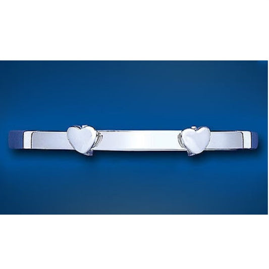 Child's Solid Silver Bangle 7 - 13 years Heart Design Expandable