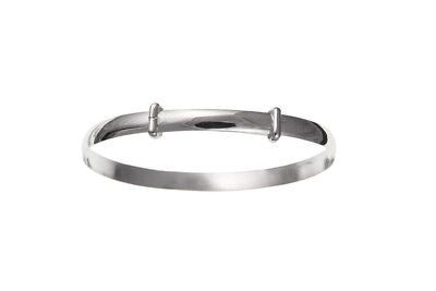 J R Jewellery child's solid silver bangle with smooth polished finish and simple design
