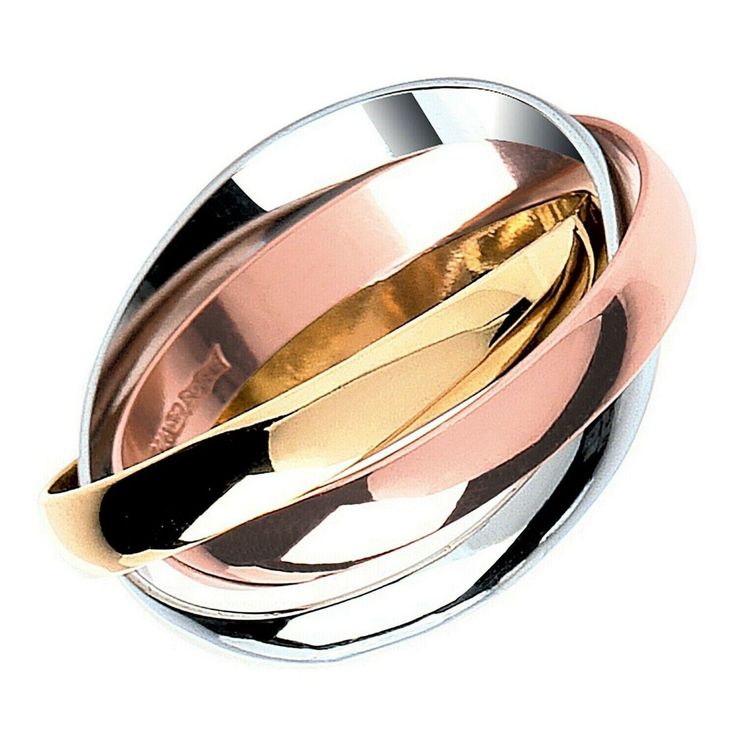 Chunky Russian wedding ring by J R Jewellery in tri-colour gold with intertwined bands