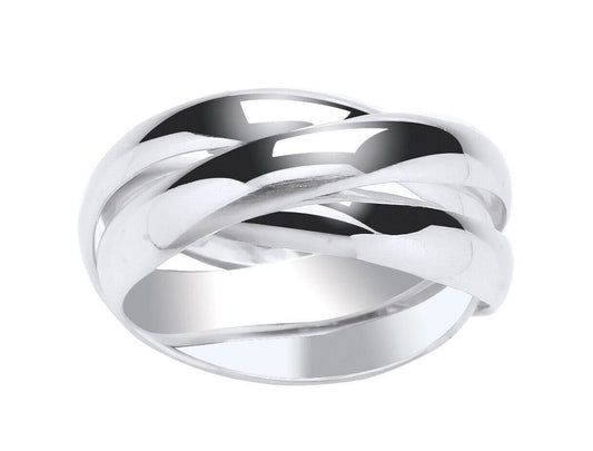 Chunky sterling silver Russian wedding ring with intertwined band design by J R Jewellery