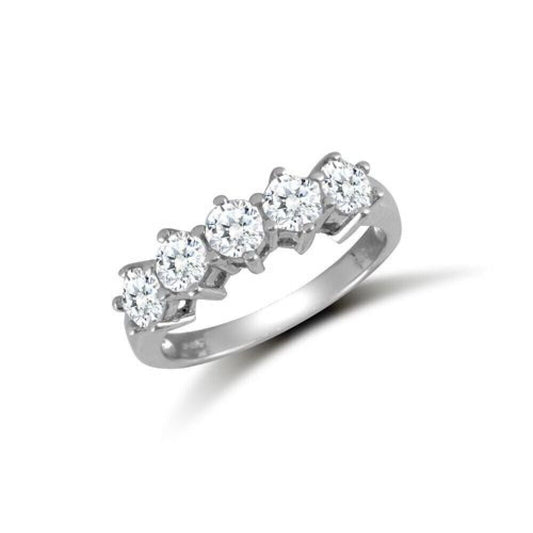 J R Jewellery 9ct white gold eternity ring featuring five sparkling round diamonds in a classic design