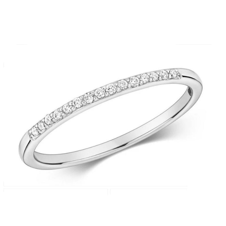 Real Diamond Eternity Ring Solid White Gold Claw Set Anniversary Band Size J-Q