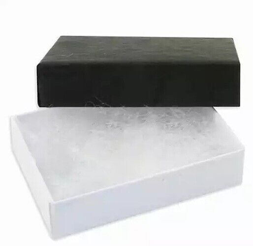 Black and white jewellery gift box for cognac Baltic amber pendant from J R Jewellery