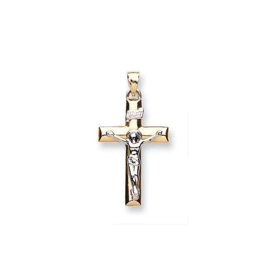 Gold Crucifix Pendant Two Colour Gold Crucifix Yellow and White Gold Crucifix