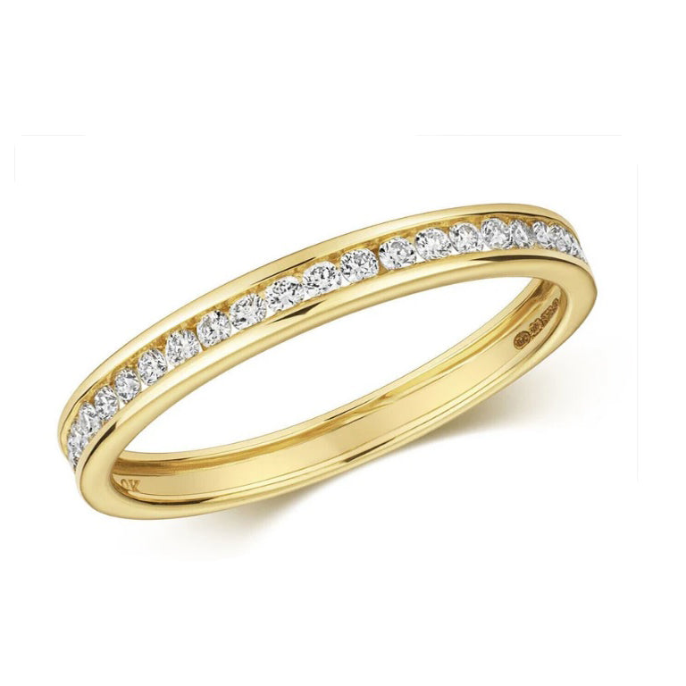 Real Diamond Half Eternity Ring 9ct Yellow Gold Round Diamonds 0.25ctw