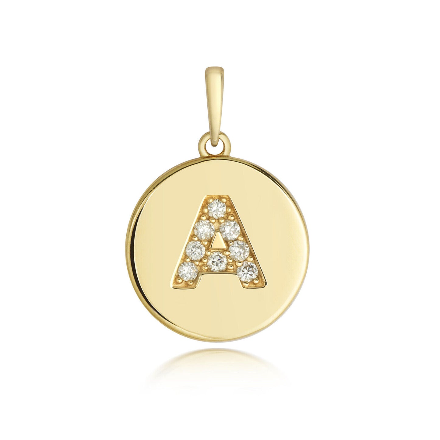 Diamond initial pendant 9ct gold with letter A set with sparkling diamonds by J R Jewellery