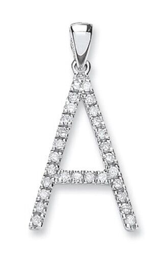 Diamond initial pendant white gold letter A encrusted with sparkling diamonds from J R Jewellery
