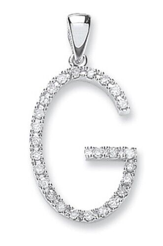 Diamond initial pendant white gold letter G studded with sparkling diamonds by J R Jewellery