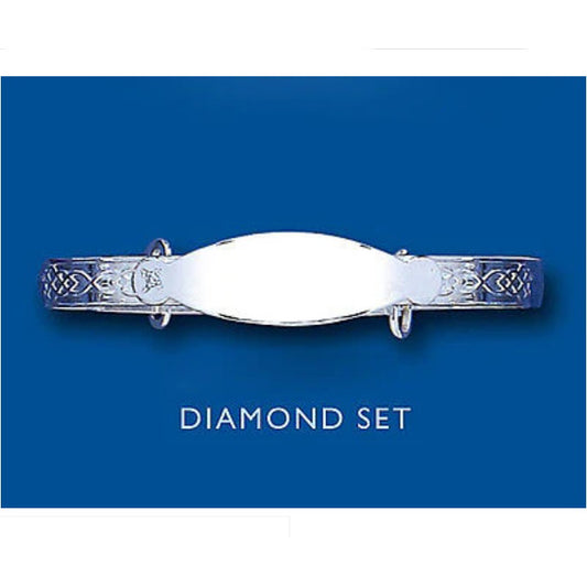 Solid Silver Baby Bangle Real Diamond Expandable Identity 18 months - 3 years