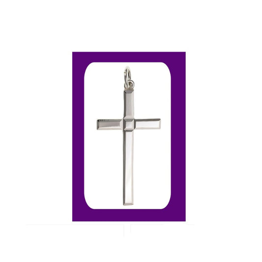 Sterling Silver Cross Pendant Diamond Cut Centre 925 Hallmark 33 x 18mm