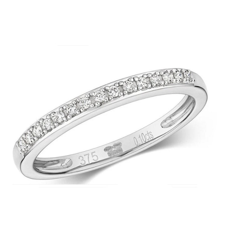 Real Diamond Eternity Ring Solid White Gold Claw Set Anniversary Band Size J - Q