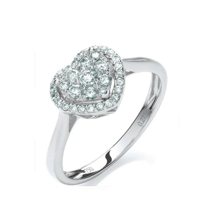 Real Diamond Heart Ring 18ct White Gold