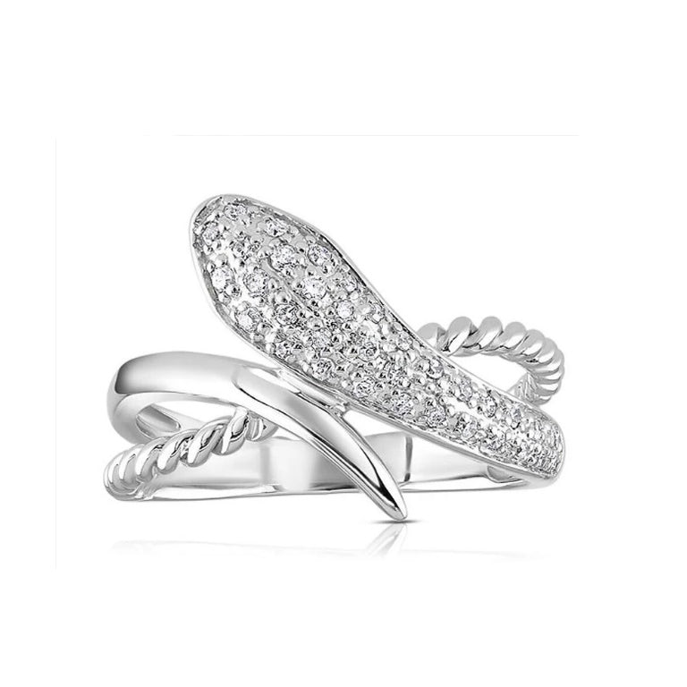 Real Diamond Snake Ring Solid White Gold