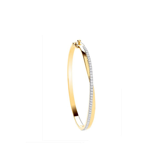 18ct Yellow Gold 0.50ct Hinged Torque Bangle Made in London