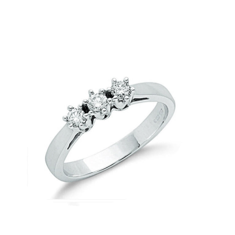 9ct White Gold 0.30ctw Diamond Trilogy Ring Three Stone Engagement
