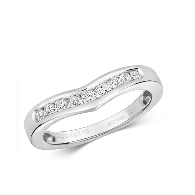 Real Diamond Wishbone Ring 9ct White Gold 0.33ctw Eternity Anniversary Band
