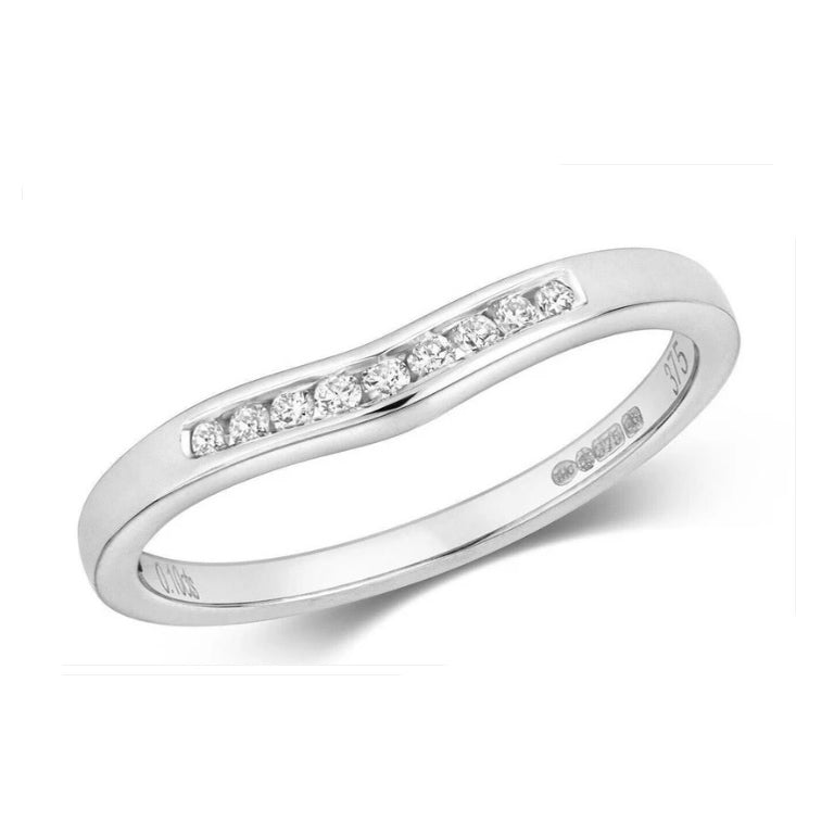 Real Diamond Soft Wishbone Ring Solid White Gold Channel Set Eternity Band