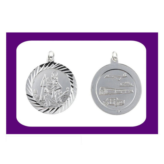 Double Sided St Christopher Pendant Sterling Silver Hallmark All Chain Lengths