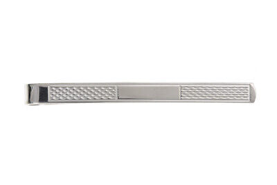 J R Jewellery silver engine turned men's tie bar with intricate textured design